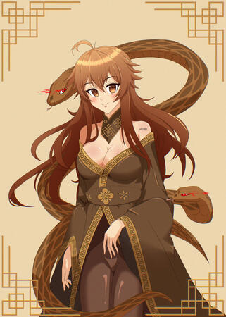 Anime Girl with a Snake (Art Collaboration)